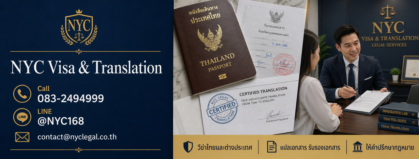 NYC Visa & Translation — บริการยื่นวีซ่า แปลรับรองเอกสาร และ Notary Public ทุกประเทศทั่วโลก