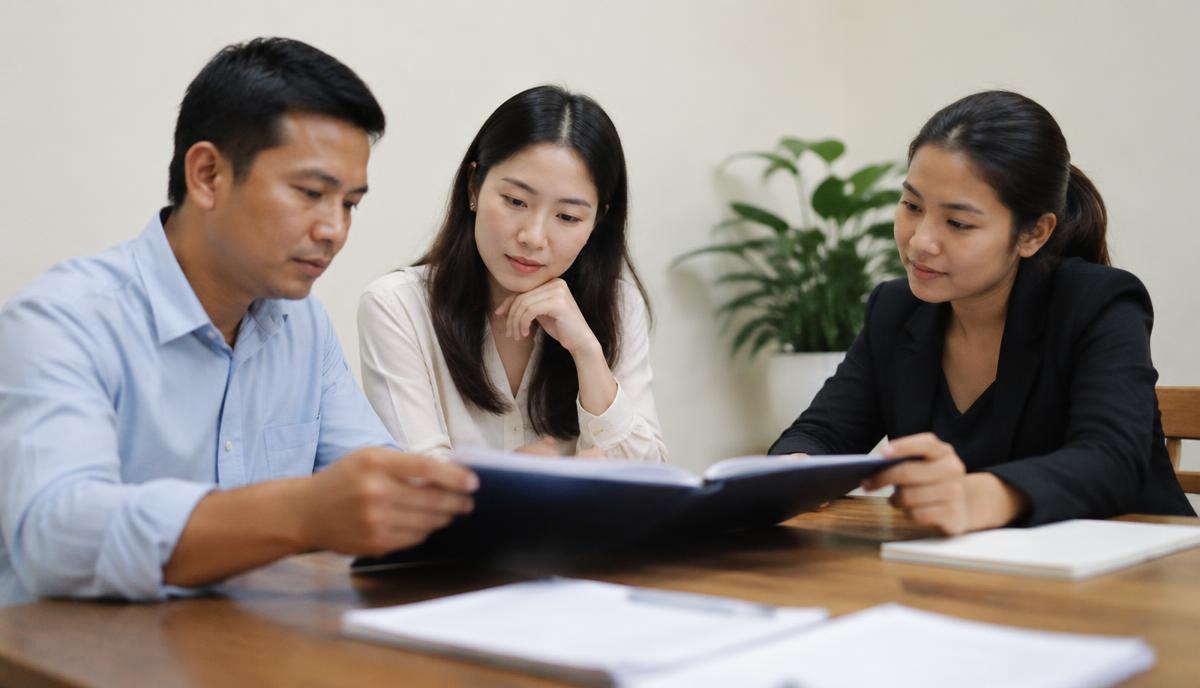 คู่สมรสไทย–จีนตรวจแฟ้มเอกสารแปลกับเจ้าหน้าที่ก่อนยื่นจดทะเบียนสมรส