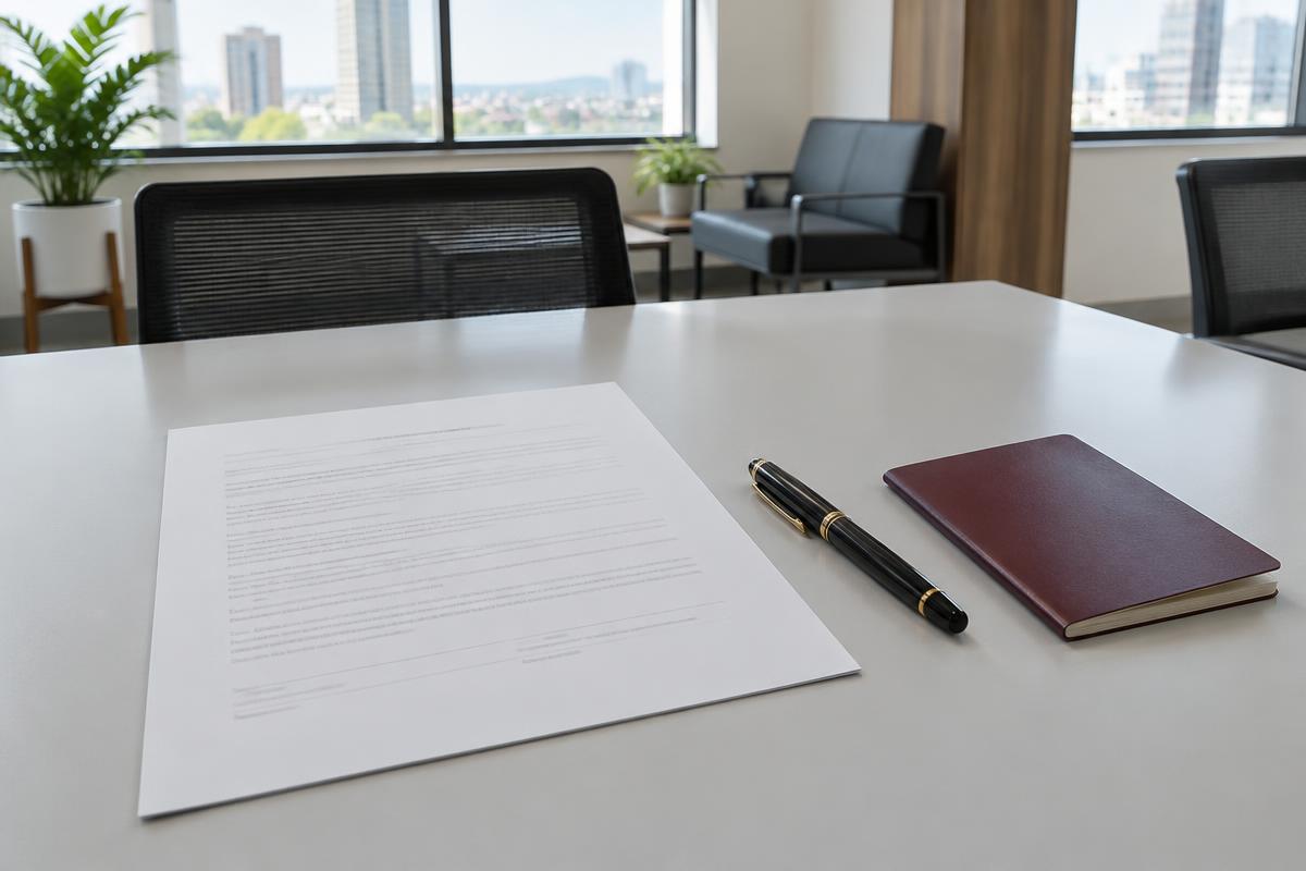 Illustration of preparing documents for signing before an attorney