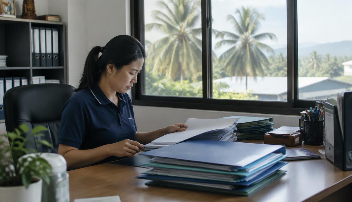 ผู้ประกอบการผลิตภัณฑ์ยางในพัทลุงตรวจแฟ้มเอกสาร