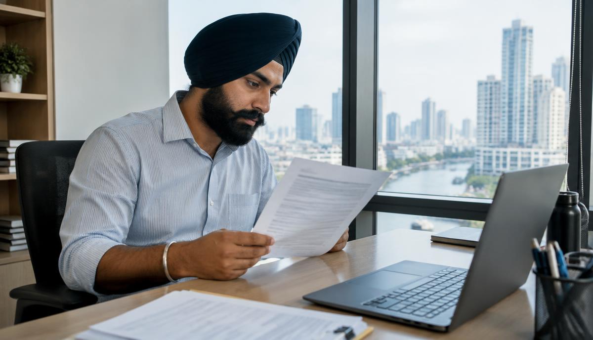 Punjabi documents on a translator's desk
