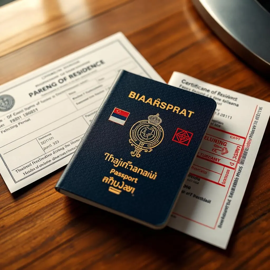 Re-Entry Permit และ Certificate of Residence — พาสปอร์ตพร้อมตรา Re-Entry และหนังสือรับรองที่พักอาศัยจากสำนักงานตรวจคนเข้าเมือง