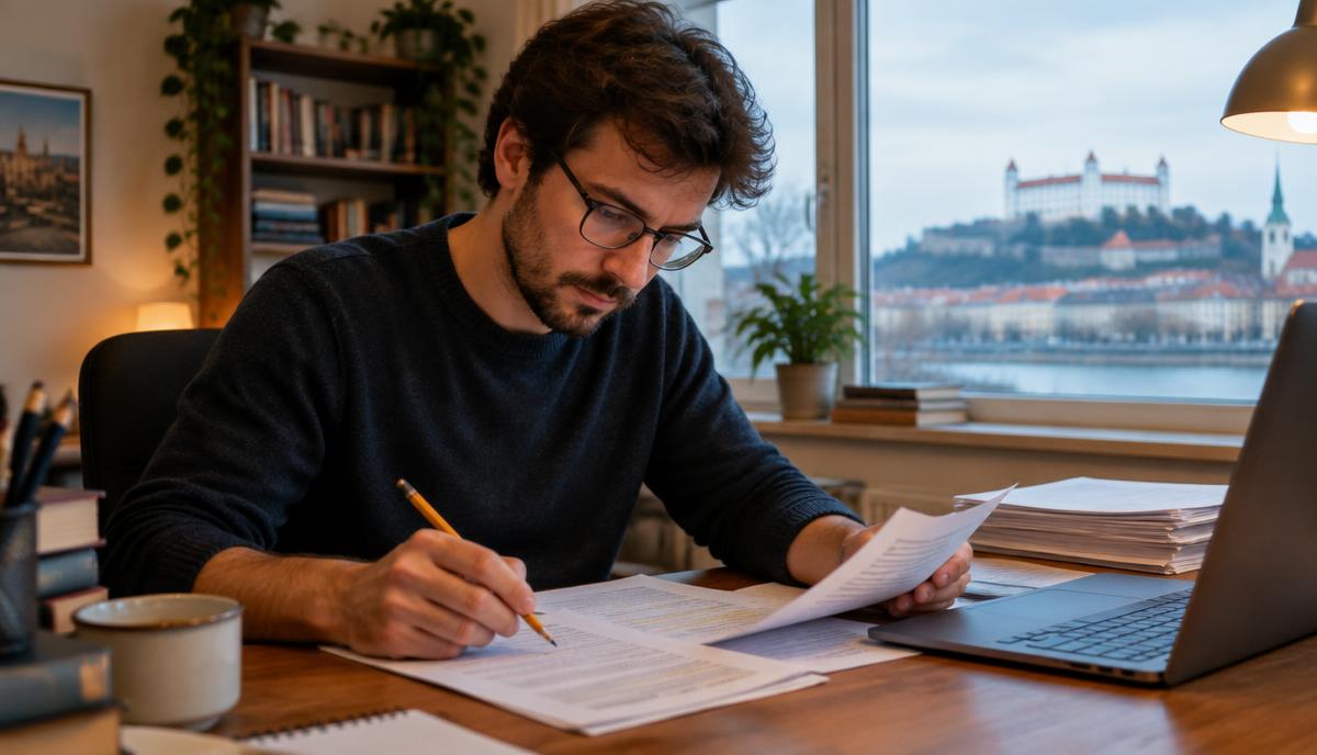 Slovak documents on a translator's desk